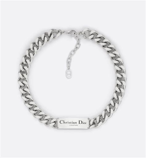 dior ketting schakel|Schakelketting met CD Icon Messing met zilverkleurige afwerking .